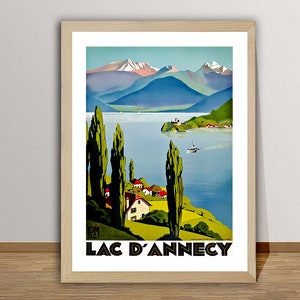 Lac d'Annecy, France Vintage Travel Poster -  French Travel Poster, Retro Art, Museum Quality Print