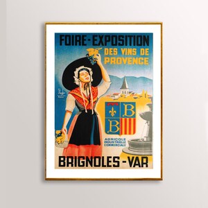 Foire Exposition des Vins de Provence, Poster di viaggio vintage Brignoles Var - Carta poster o stampa tela / Idea regalo / Decorazione parete
