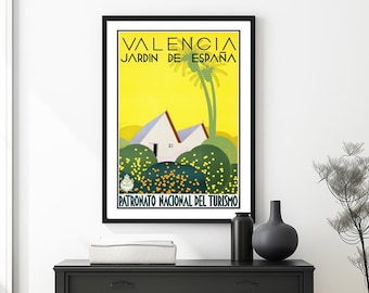 Cartel de viaje vintage de Valencia Jardín de España Lámina