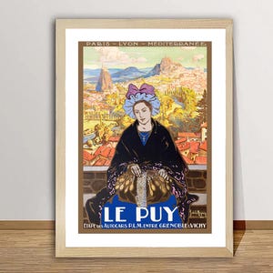 Le Puy, Etape des Autocars PLM Entre Grenoble Vichy, France Vintage Travel Poster - Poster Paper or Canvas Print / Gift Idea / Wall Decor