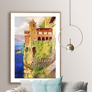 S. Caterina Del Sasso, Italy Vintage Travel Poster - Poster Paper or Canvas Print / Gift Idea / Wall Decor