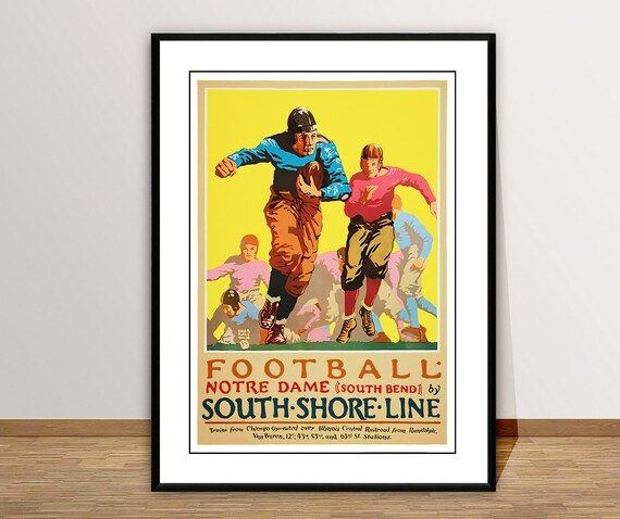 Football Notre Dame by South Shore Line Vintage Sport Poster by Oscar Rabe  Hanson Poster Paper or Canvas Print / Gift Idea - Etsy | T-Shirts