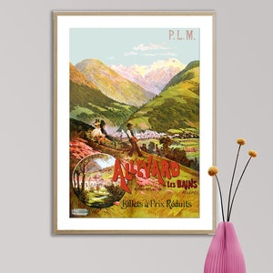 Allevard Les Bains, Francia Poster di viaggio vintage - Carta per poster, stampa su tela / Idea regalo / Decorazione da parete