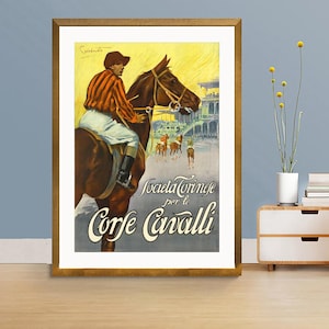 Societa Torinise per le Corfe Cavalli Vintage Sport Poster - Equestrian Sports Poster / Gift Idea / Wall Decor