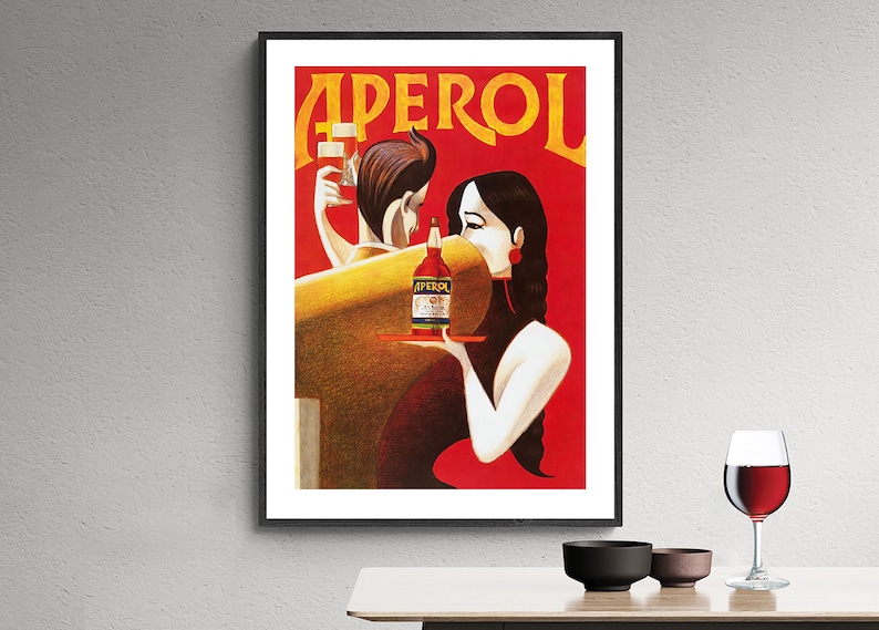 Aperol Likeur Vintage Eten & Drinken Poster Poster Papier of Canvas Print / Cadeau Idee afbeelding 2