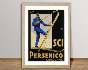 Sci Personico Vintage Ski Poster: Italy Wintersports Wall Art
