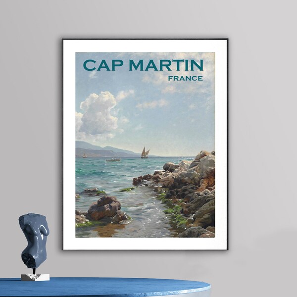 Cap Martin, France Vintage Travel Poster - Poster Print or Canvas Print / Gift Idea / Wall Decor