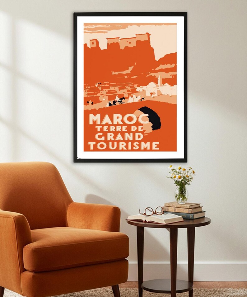 Morocco Vintage Travel Poster: Maroc Terre de Grand Tourisme (Poster, Sticker, or Canvas Print) image 3