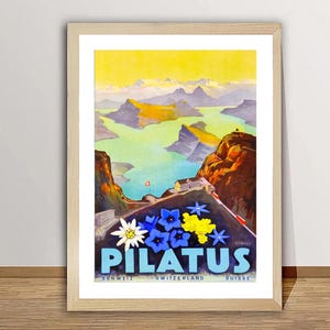 Pilatus, Switzerland  Vintage Travel Poster - Retro Pilatus Poster / Gift for Pilatus Lovers / Wall Decor