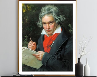 ルートヴィヒ・ヴァン・ベートーヴェンの油絵プリント 送料無料 ドイツ