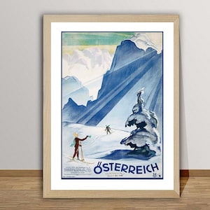 Österreich Austria  Vintage Ski Poster - Retro Austria Ski Poster / Gift Idea / Wall Decor