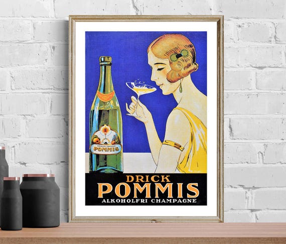 Vintage Champagne Pommis Ad Art Print: Drink Pommis Poster - Etsy
