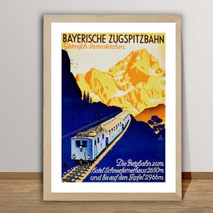 Bayerische Zugspitzbahn, Garmisch Partenkircher Vintage Reiseposter - Deutschland Druck / Geschenkidee / Wanddeko