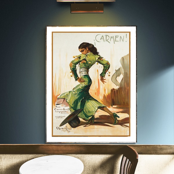 Carmen Oper Vintage Unterhaltung Poster - Poster auf Papier oder Leinwand / Geschenkidee / Wand-Dekor
