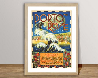 Portorose Slovenia Vintage Travel Poster: Coastal Art Print