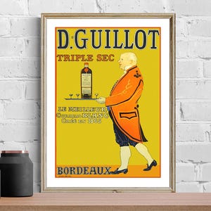 Vintage French Orange Liqueur Advertisement (1895) Art Print - Reproduction of a Retro Artwork, Decorative Purposes Wall Decor