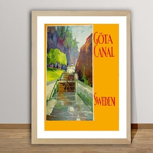 Sweden Göta Canal  Vintage Travel Poster - Retro Sweden Poster / Gift Idea / Wall Decor