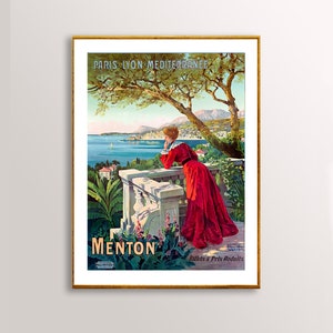Menton, France Vintage Travel Poster - Poster Paper or Canvas Print / Gift Idea