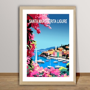 Santa Margherita Ligure, Italy Travel Poster by Wed - Santa Margherita Ligure Poster, Wall Decor