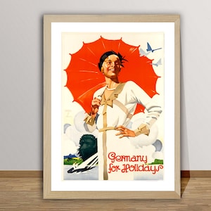 Germany for Holidays Vintage Travel Poster - Visit Germany / Gift Idea / Wall Decor