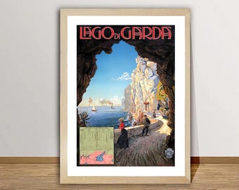 Lake Garda Italy Vintage Travel Poster: Italian Vacation Art Print