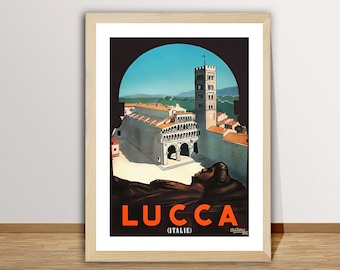 Lucca Italy Vintage Travel Poster - Lucca City of Art Poster / Gift Idea / Wall Decor