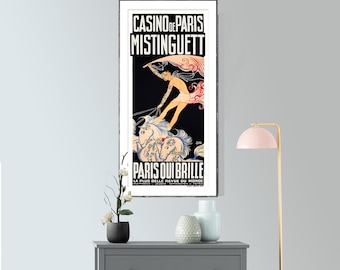 Casino de Paris Mistinguett, Paris Qui Brille Vintage Celebrity Poster - Poster Paper or Canvas Print / Gift Idea / Wall Decor