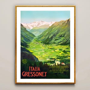 Italia Gressoney Vintage Travel Poster  - Gressoney Travel Memories / Gift Idea / Wall Decor