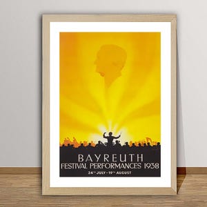 Poster di viaggio vintage della stagione wagneriana di Bayreuth - Stampa su carta o tela / Idea regalo / Decorazione murale