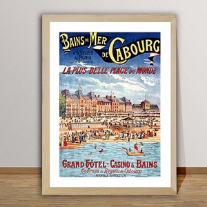 Bains de Mer, La Plus Belle Plage du Monde Cabourg, Francia Vintage Travel Poster - Impresión de póster o impresión de lienzo / Idea de regalo