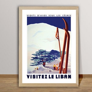 Visitez Le Liban Vintage Ski Poster - Le Liban Poster, Ski Lovers, Home Decor, Geschenkidee