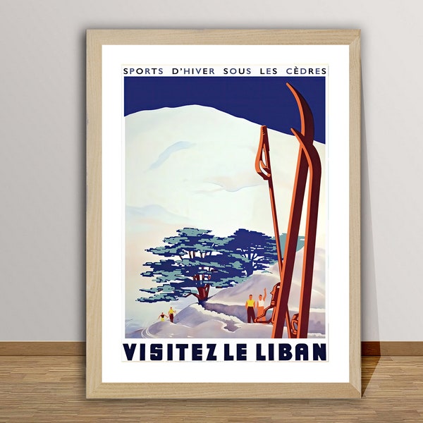 Visitez Le Liban Vintage Ski Poster -  Le Liban Poster, Ski Lovers, Home Decor, Gift Idea