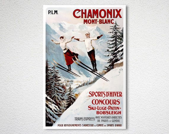 Chamonix Mont-blanc Vintage Ski Poster Poster Paper - Etsy