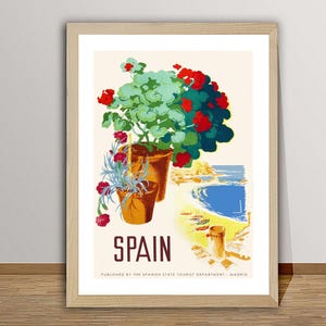 Spain Flowers Vintage Travel Poster  - Poster Print or Canvas Print / Gift Idea / Wall Decor