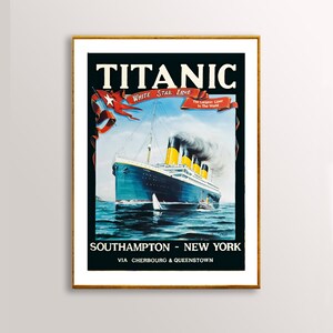 Titanic White Star Line  Vintage Travel Poster, 1912 - Poster Paper or Canvas Print / Gift Idea