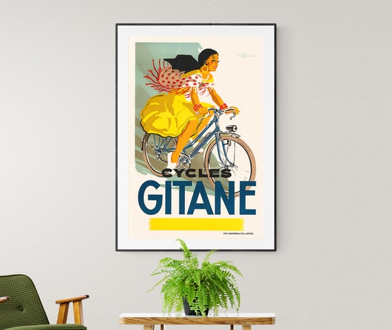 Cycles Gitane Vintage Affiche De Velo Poster Print Sticker Etsy