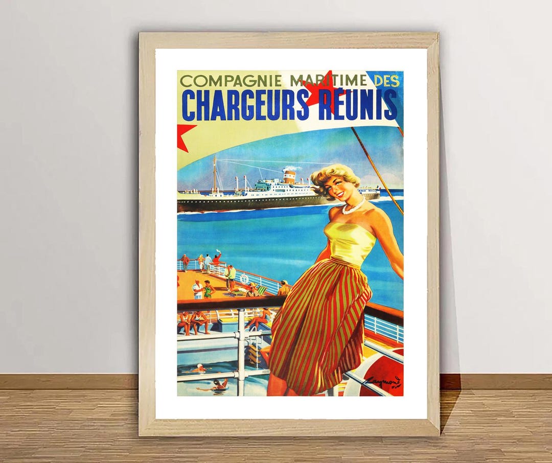 Vintage Cruise Ship Travel Poster: Compagnie Maritime Print - Etsy