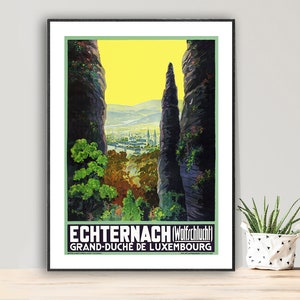 Echternach, Grand-Duche de Luxembourg Vintage Reise Poster - Poster auf Papier oder Leinwand / Geschenkidee / Wand-Dekor