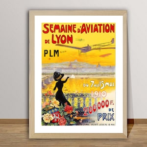 Semaine d&#39;Aviation de Lyon 1910, Frankreich Vintage Plakat - Retro Luftfahrt Plakat / Geschenkidee / Wanddeko