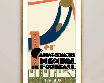 1 er Campeonato Mundial de Football, Uruguay Montevideo, 1930 Poster - Football Poster, Sport Print, Deco Interior