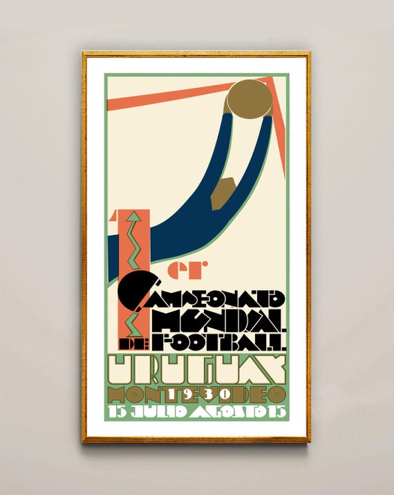 1930 Uruguay Football World Cup Poster: Vintage Sport Print
