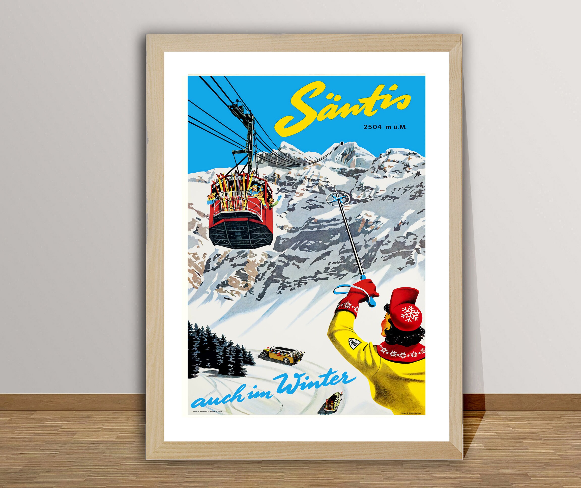 Póster de viaje vintage "Santis también en invierno, Suiza" - Impresión en papel o lienzo / Idea de regalo / Decoración de pared