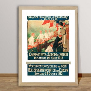 Championnat d'Europe a L'aviron, 1913 Vintage Sport Poster- Poster Print or Canvas Print / Gift Idea / Wall Decor