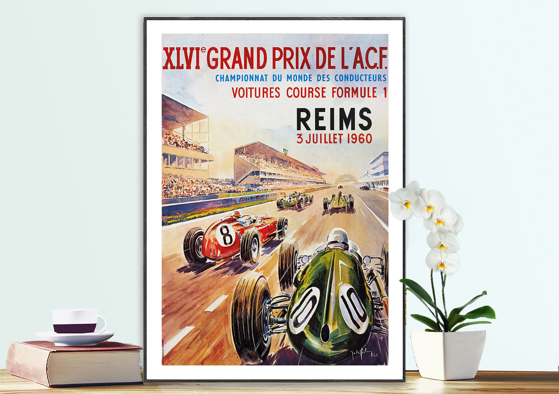 Vintage Reims Grand Prix advertising  poster reproduction