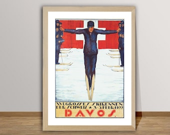Davos 1922 Ski Race Poster: Vintage Swiss Travel Wall Art