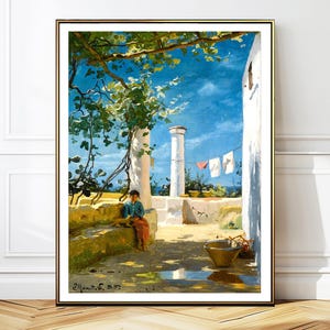 Summer in Capri,  Italy Vintage Travel Poster by Konstantin Gorbatov - Poster Paper or Canvas Print / Gift Idea / Wall Art