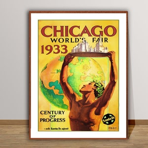 Chicago World's Fair, 1933, Century of Progress United States Vintage Travel Poster - Carta per poster o stampa su tela / Idea regalo