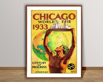 1933 Chicago World's Fair Poster: Vintage Travel Art Print