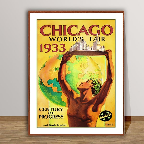 Chicago World's Fair, 1933, Century of Progress United States Vintage Travel Poster - Poster Paper or Canvas Print / Gift Idea
