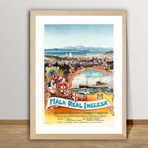 Mala Real Inglesa, Grandes y Rapidos Vapores Correos, Brazil  Vintage Travel Poster - Travel Art Print / Gift Idea / Wall Decor